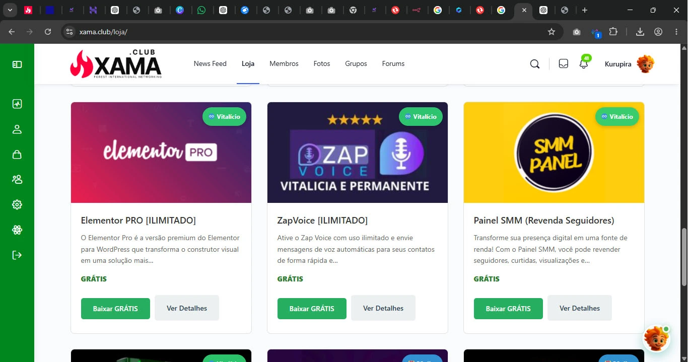 Xama.club, muito mais ferramentas desbloqueadas conforme você avança na comunidade